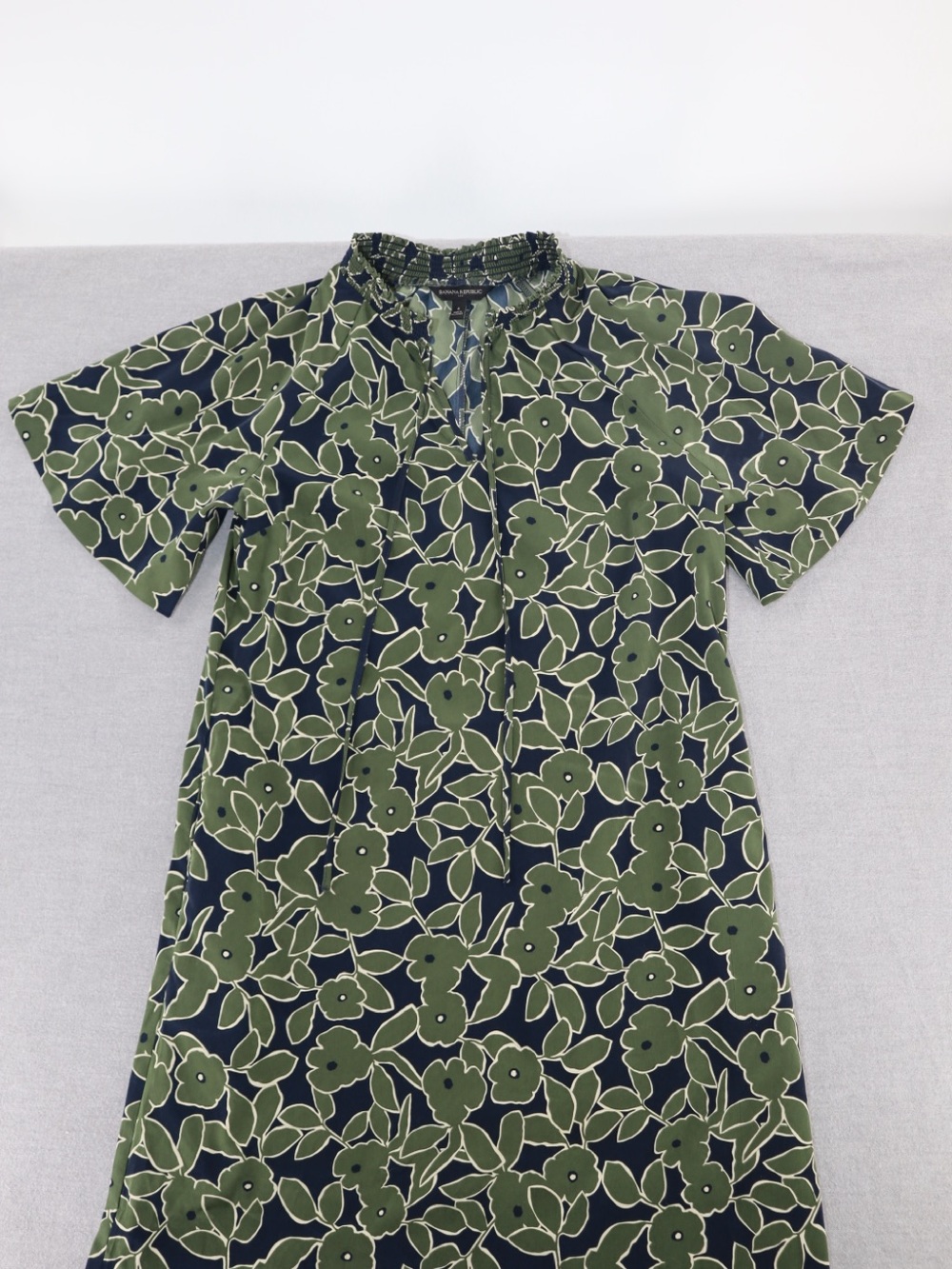 Banana Republic Navy and Olive Floral Print Dress